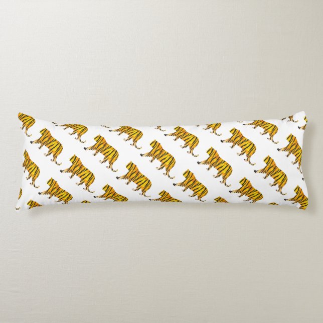 Tiger Black and Orange Print Body Pillow (Front)