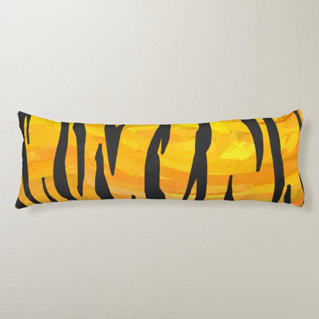 Tiger Black and Orange Print Body Pillow (Front)