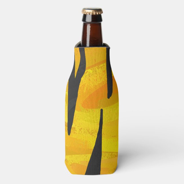 Tiger Black and Orange Print Bottle Cooler (Bottle Front)