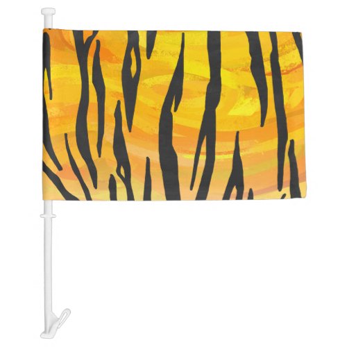 Tiger Black and Orange Print Car Flag