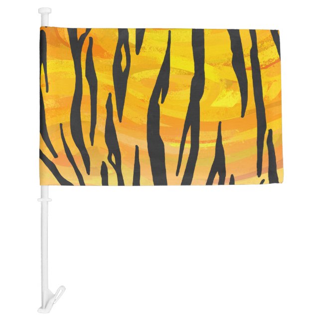 Tiger Black and Orange Print Car Flag (Front)