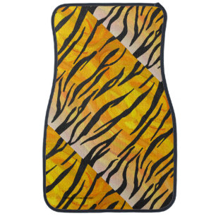 Tiger Black and Orange Print Car Mat