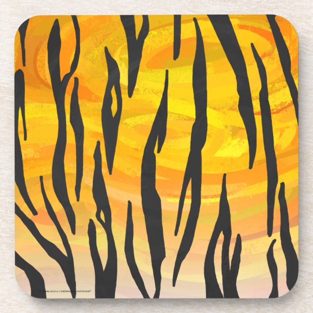 Tiger Black and Orange Print Coaster (Front)