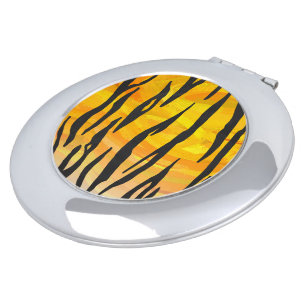 Tiger Black and Orange Print Compact Mirror