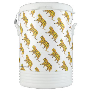 Tiger Black and Orange Print Cooler