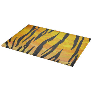 Tiger Black and Orange Print Cutting Board