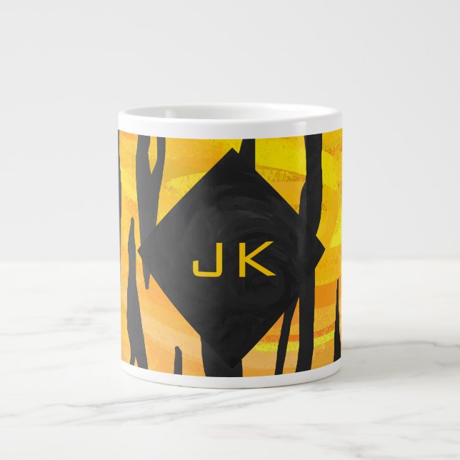Tiger Black and Orange Print Giant Coffee Mug (Front)