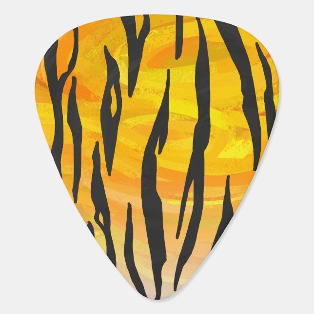 Tiger Black and Orange Print Guitar Pick (Back)