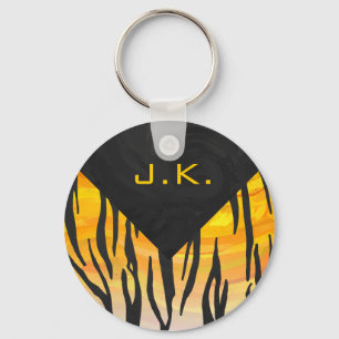 Tiger Black and Orange Print Keychain