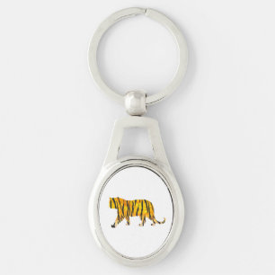 Tiger Black and Orange Print Keychain