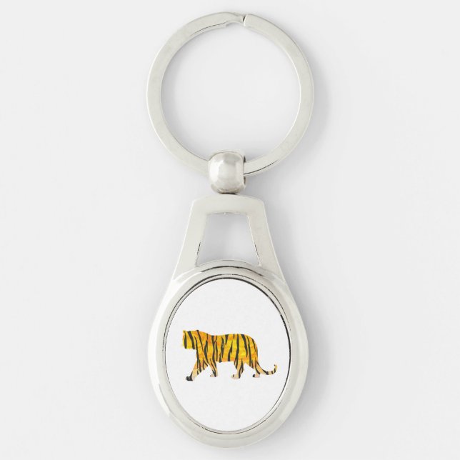 Tiger Black and Orange Print Keychain (Front)