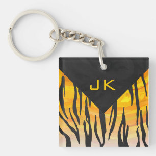 Tiger Black and Orange Print Keychain