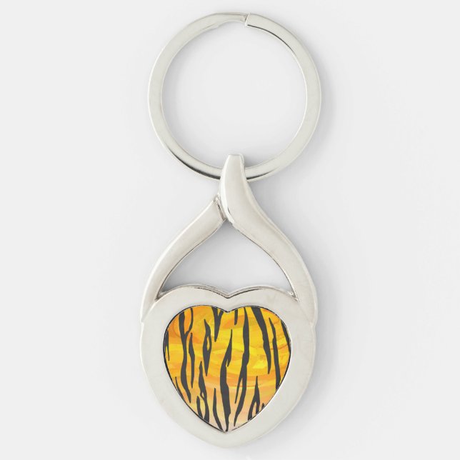 Tiger Black and Orange Print Keychain (Front)