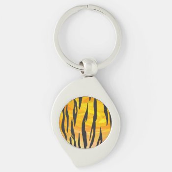Tiger Black And Orange Print Keychain by ITDWildMe at Zazzle