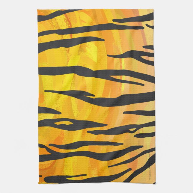 Tiger Black and Orange Print Kitchen Towel (Vertical)
