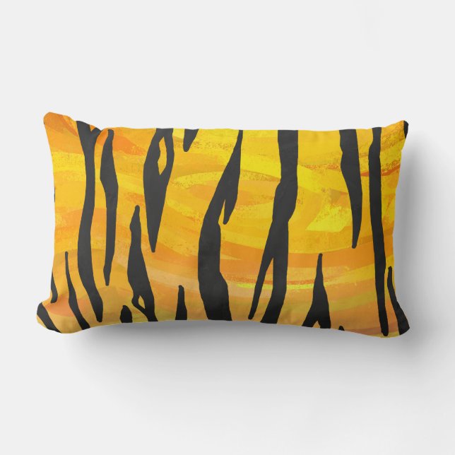 Tiger Black and Orange Print Lumbar Pillow (Front)