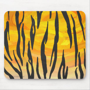 Tiger Black and Orange Print Mouse Pad