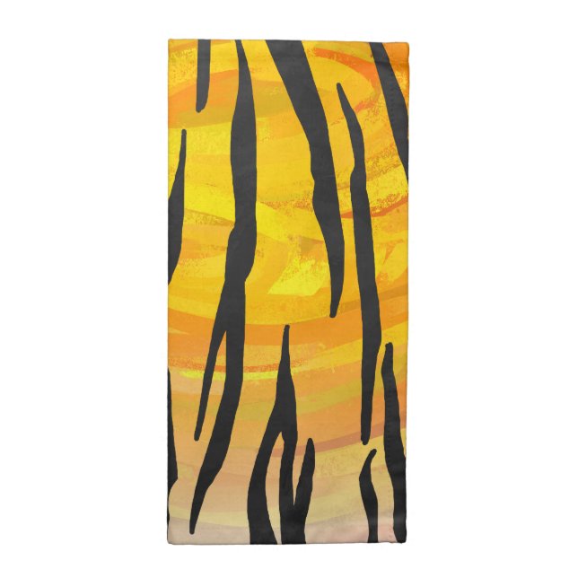 Tiger Black and Orange Print Napkin (Half Fold)