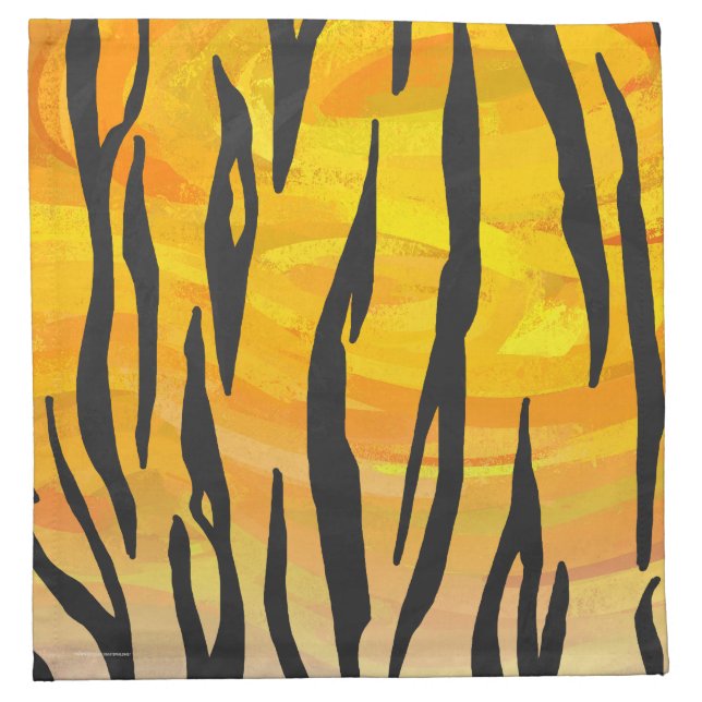 Tiger Black and Orange Print Napkin (Front)