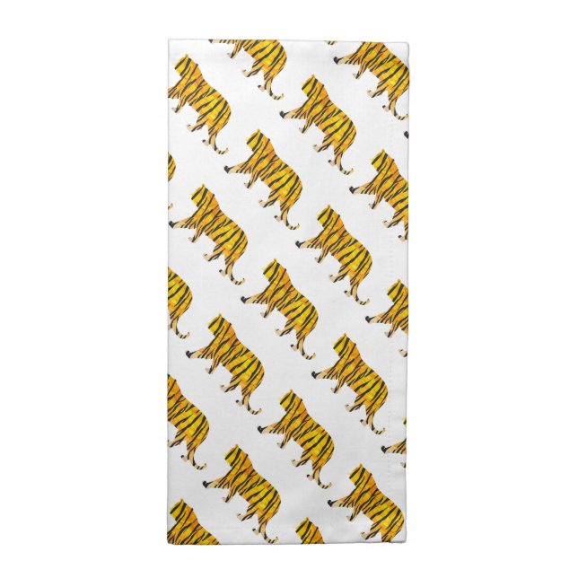 Tiger Black and Orange Print Napkin (Half Fold)