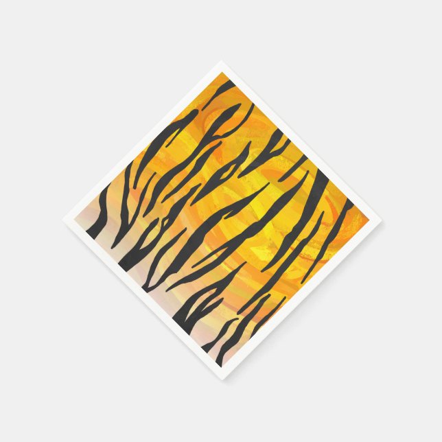 Tiger Black and Orange Print Napkins (Corner)
