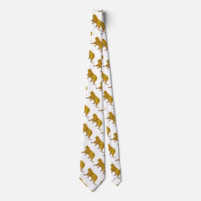 Tiger Black and Orange Print Neck Tie (Front)