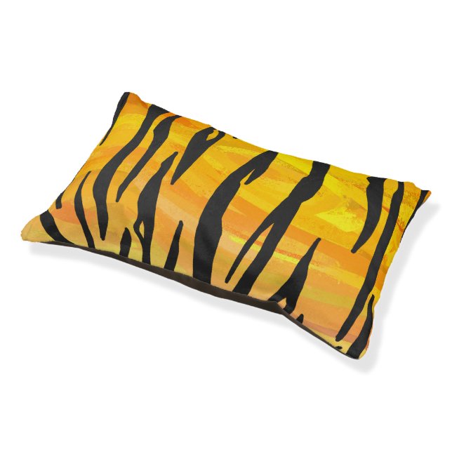 Tiger Black and Orange Print Pet Bed (Angled)