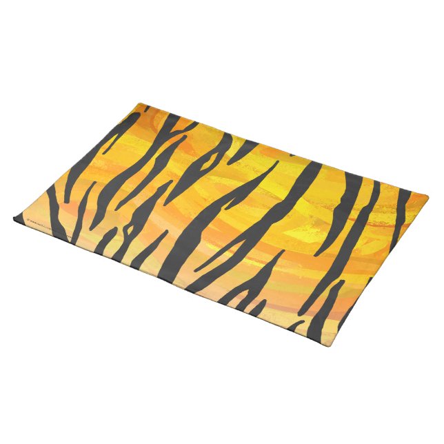 Tiger Black and Orange Print Placemat (On Table)