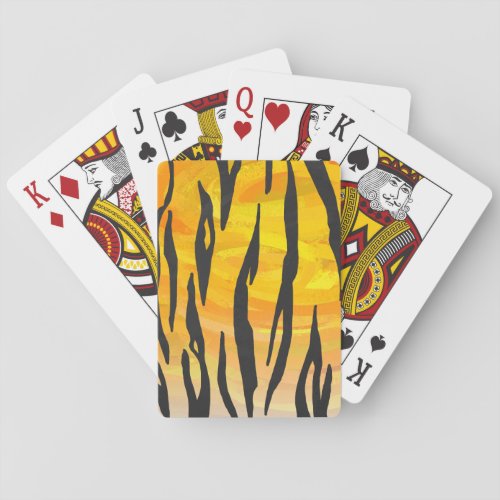 Tiger Black and Orange Print Playing Cards