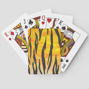 Tiger Black and Orange Print Poker Cards