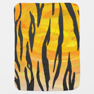 Tiger Black and Orange Print Stroller Blanket