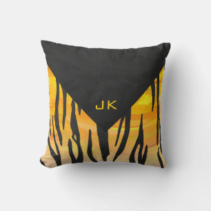 Tiger Black and Orange Print Throw Pillow