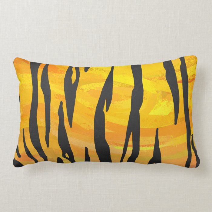 Tiger Black and Orange Print Throw Pillow