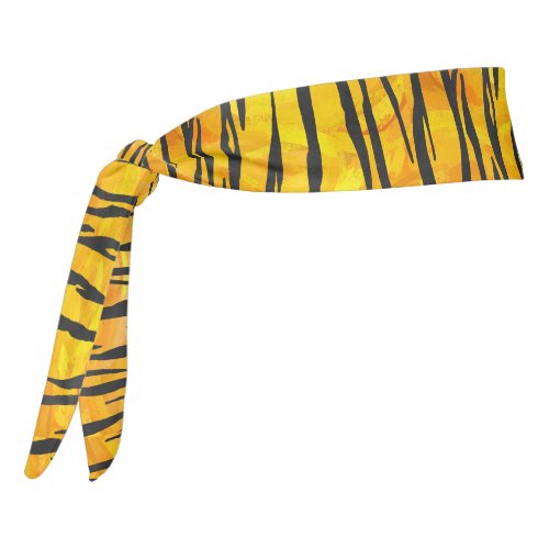 Tiger Black and Orange Print Tie Headband