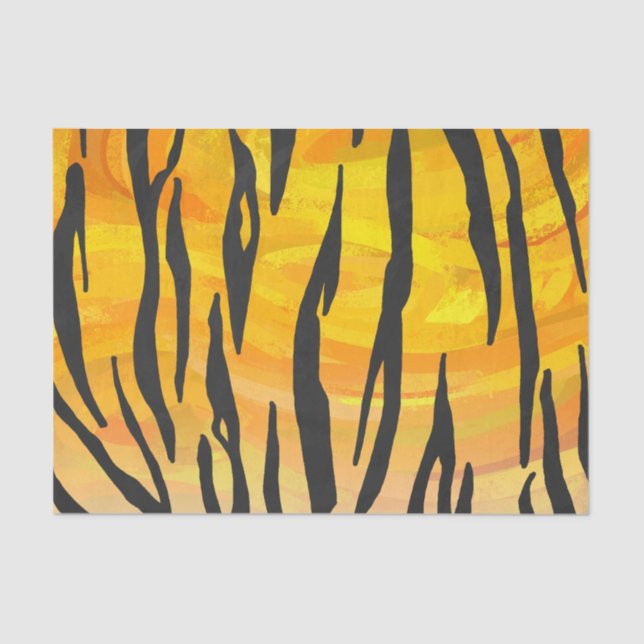 Tiger Black and Orange Print Tissue Paper (Front)