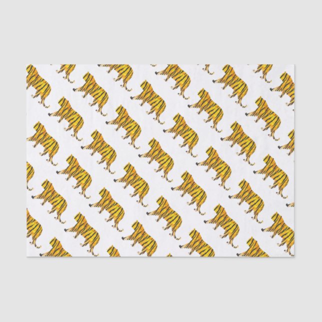 Tiger Black and Orange Print Tissue Paper (Front)