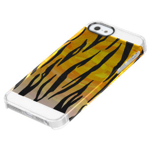 Tiger Black and Orange Print Clear iPhone SE/5/5s Case