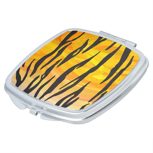 Tiger Black and Orange Print Vanity Mirror (Turned)