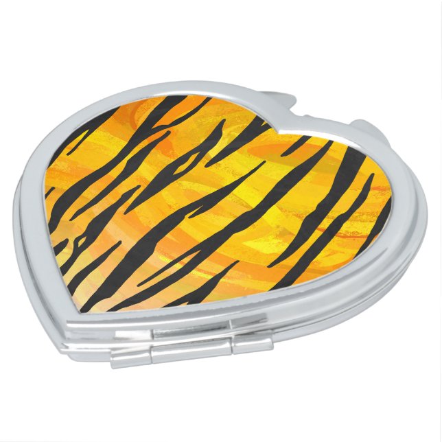 Tiger Black and Orange Print Vanity Mirror (Turned)