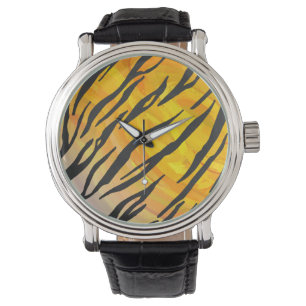 Tiger Black and Orange Print Watch