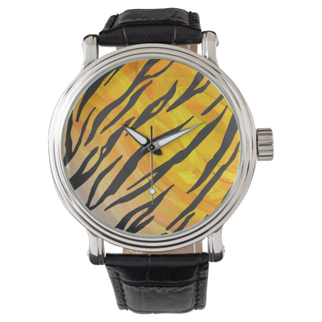 Tiger Black and Orange Print Watch (Front)