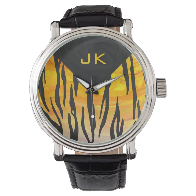 Tiger Black and Orange Print Watch (Front)