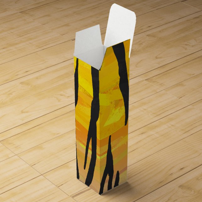 Tiger Black and Orange Print Wine Gift Box (Opened)