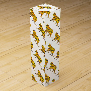 Tiger Black and Orange Print Wine Gift Box