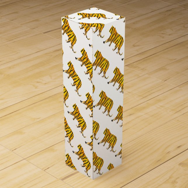 Tiger Black and Orange Print Wine Gift Box (Back)