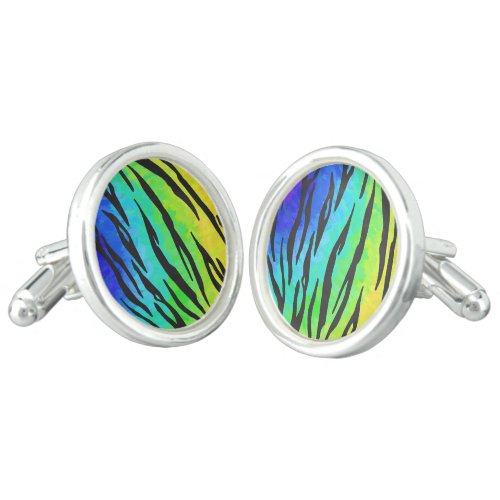 Tiger Black and Rainbow Gifts Cufflinks