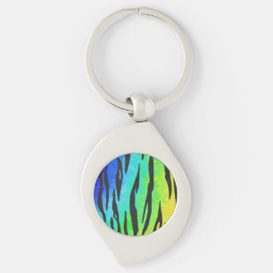 Tiger Black and Rainbow Gifts Keychain