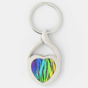 Tiger Black and Rainbow Gifts Keychain