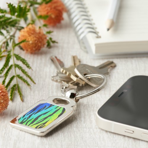 Tiger Black and Rainbow Gifts Keychain