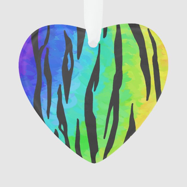 Tiger Black and Rainbow Gifts Ornament (Front)